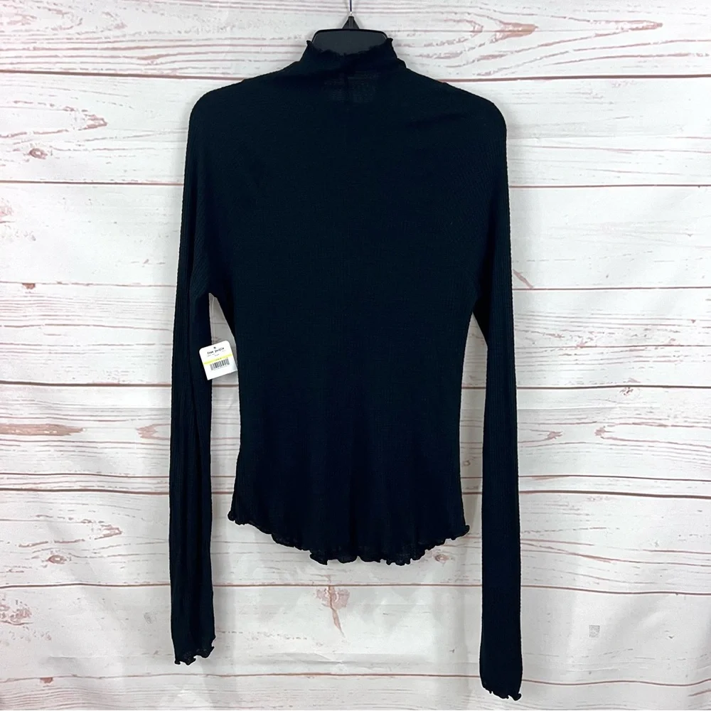 NWT Free People Waffle Knit Make it Easy Thermal Mock Neck Long Sleeve Top